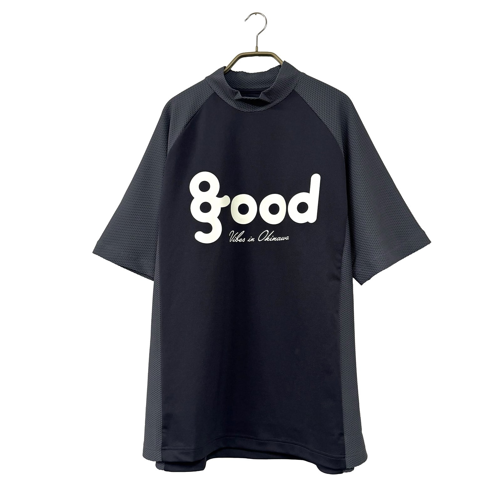 8G SHOOT × 69SLAM MESH SWITCHING MOCK NECK TEE -CHARCOAL-