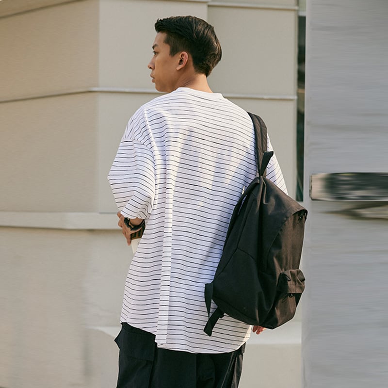 VANIDLESレトロボーダー柄コットン半袖Tシャツ | mblueshop