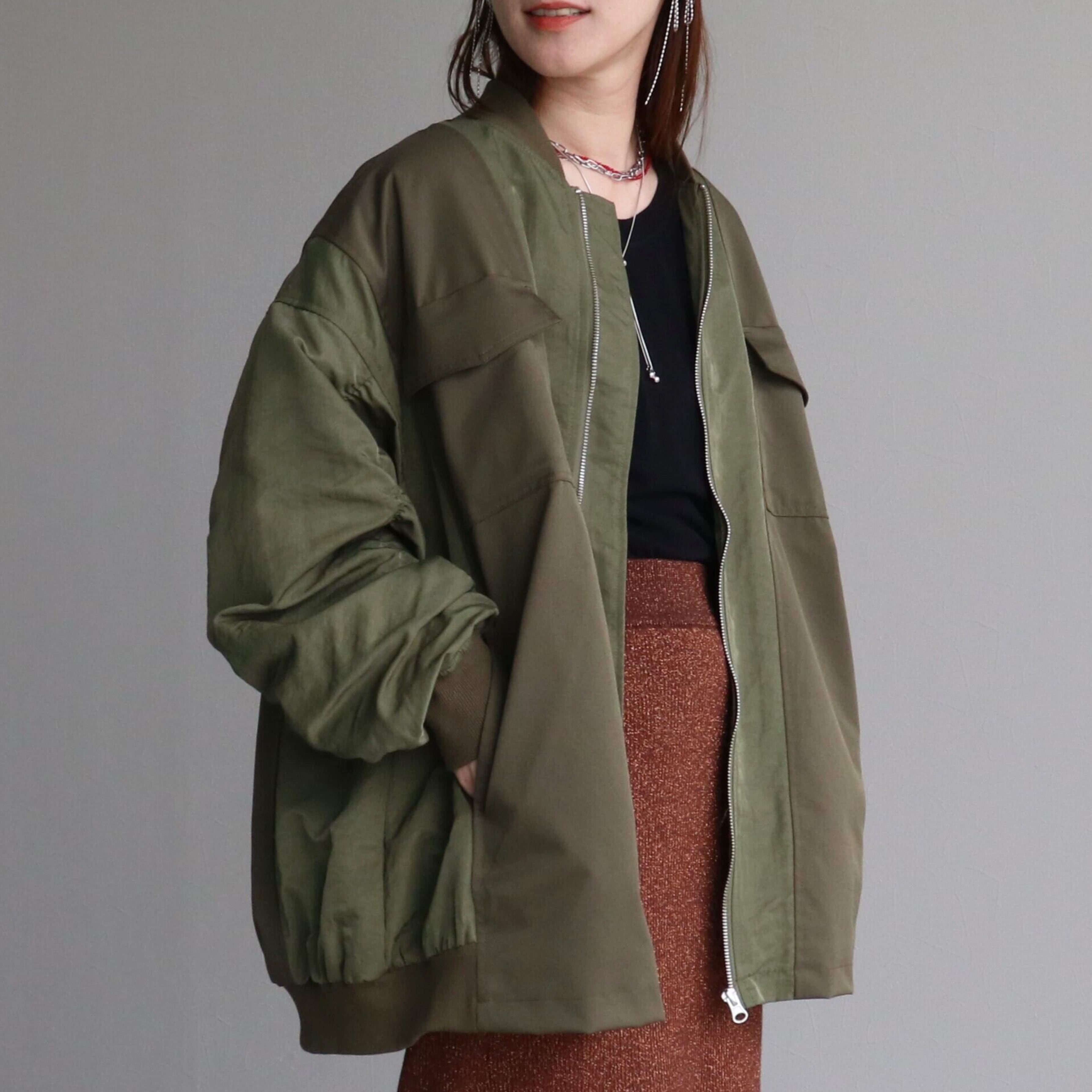 異素材ミックスMA-1ブルゾン【on5676252-z】宅配便送料無料/宅配便発送