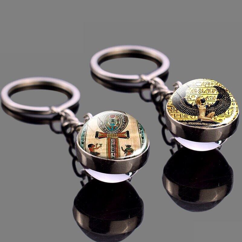 送料無料 古代エジプトのキーホルダーAnkhGlボールキーチェーン