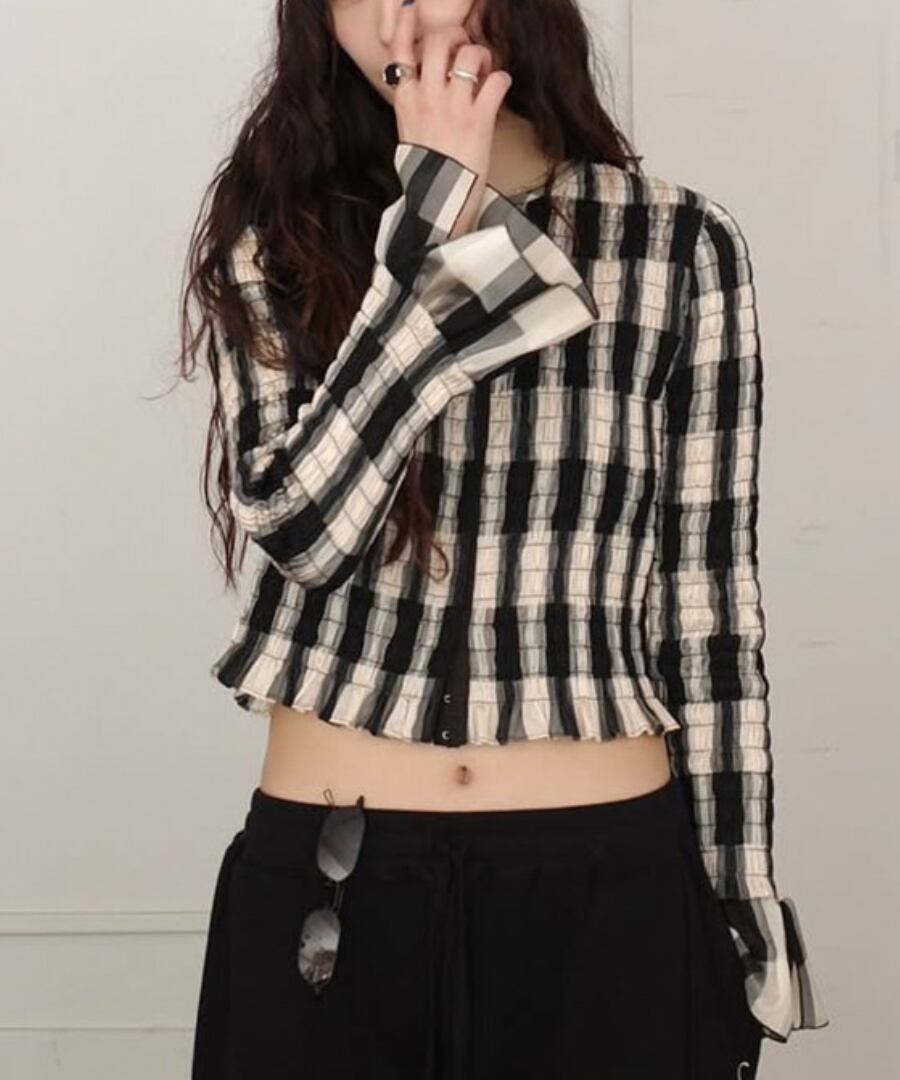 ショート丈◆チェック柄シャツ【t-10402】