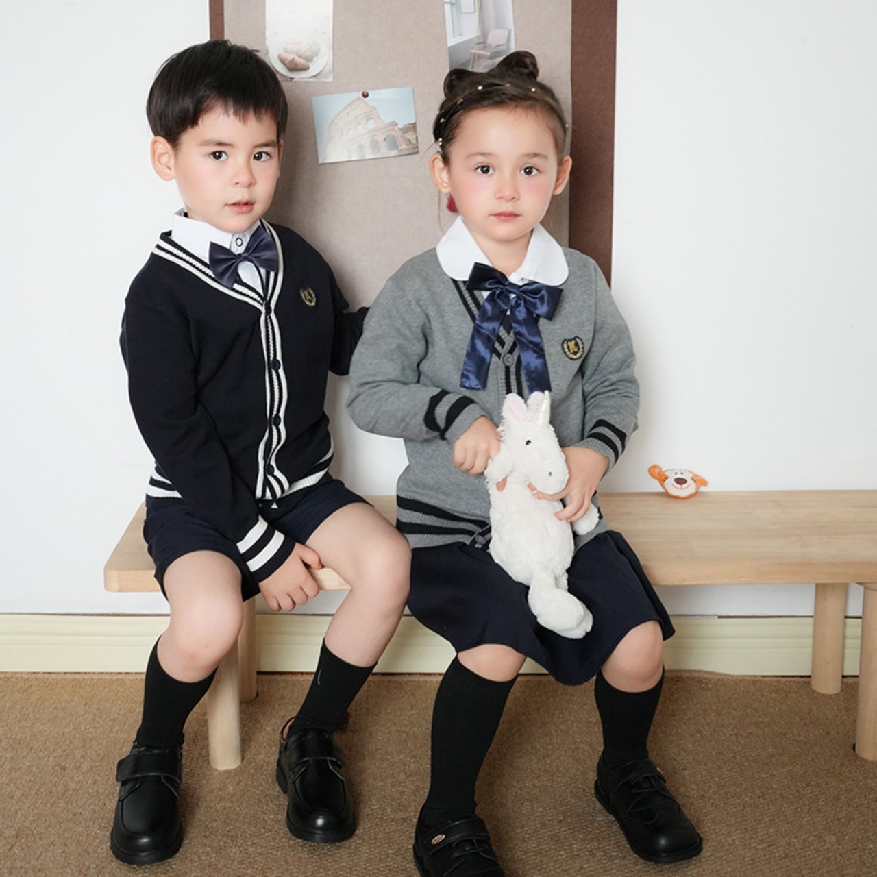 春バイカラーカーディガン