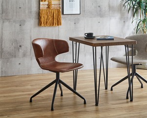 ヴィンテージレザー調 ダイニングラウンドチェア