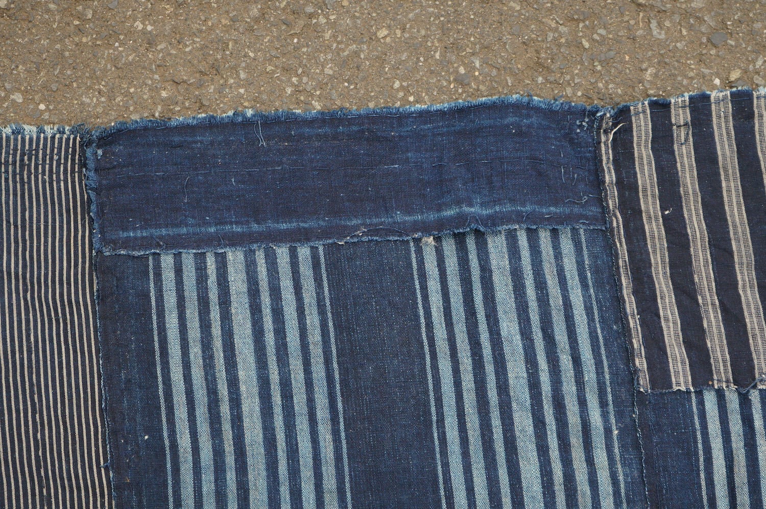 734 縞木綿 ボロ 襤褸 藍染 木綿 古布 継ぎ接ぎ 継ぎ当て アンティーク 