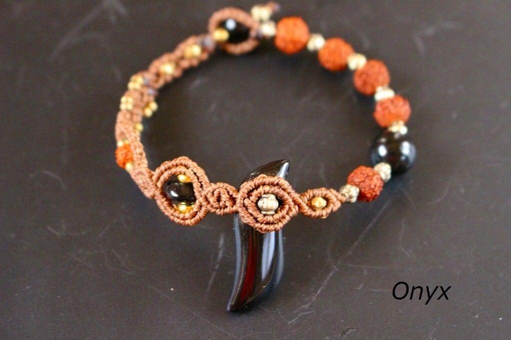 Onyx rudraksha macrame bracelet