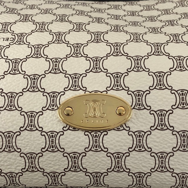 CELINE セリーヌ マカダム ショルダーバッグ ホワイト トリオンフ PVCレザー ワンショルダー vintage ヴィンテージ オールド frfffi