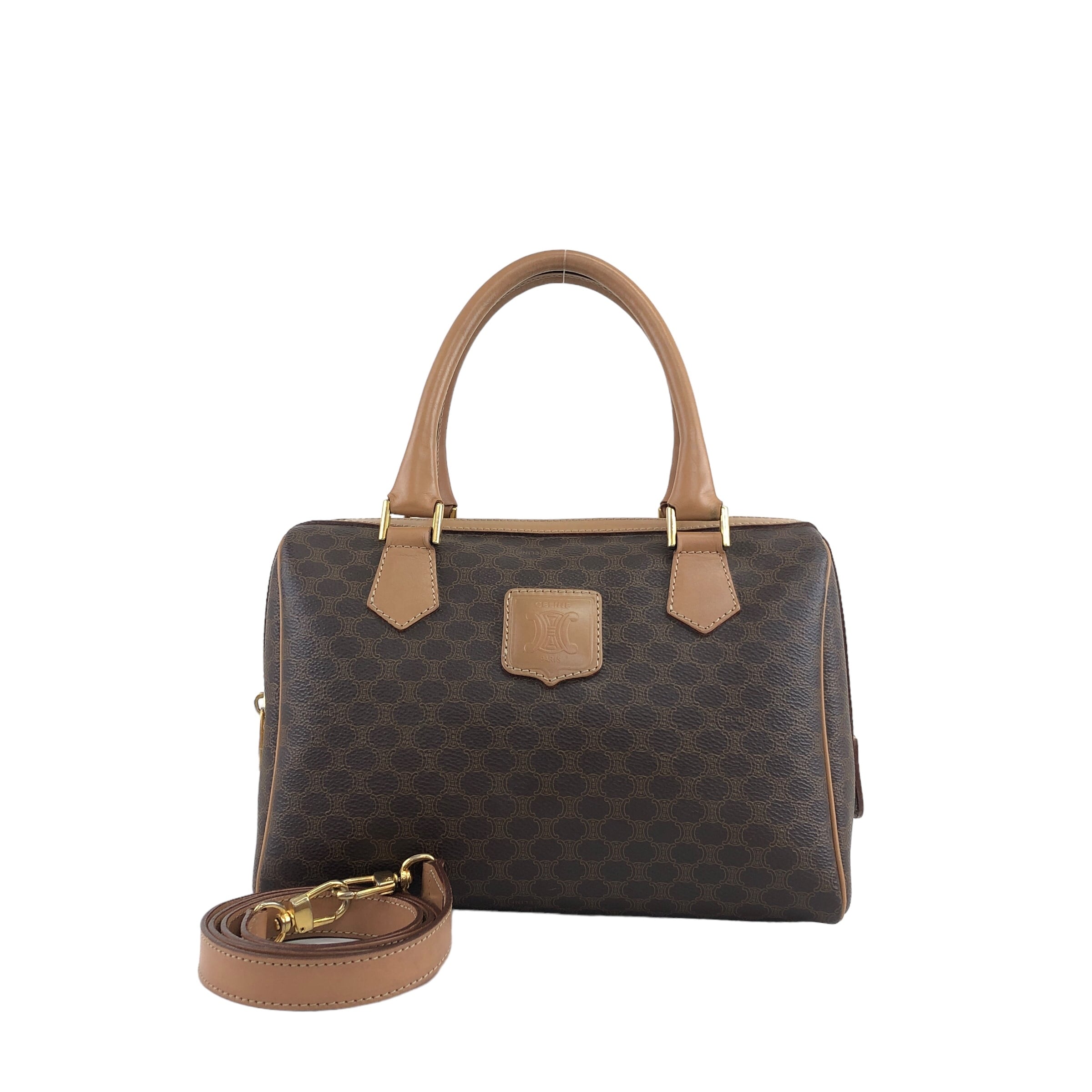 CELINE セリーヌ マカダム ショルダーバッグ ブラウン PVCレザー CELINE セリーヌ マカダム ショルダーバッグ ブラウン PVCレザー