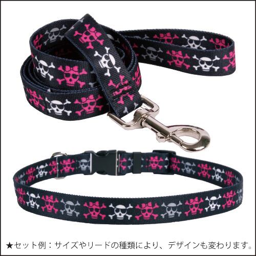 Girl Skulls　首輪＋リードセット Lサイズ - Yellow Dog Design