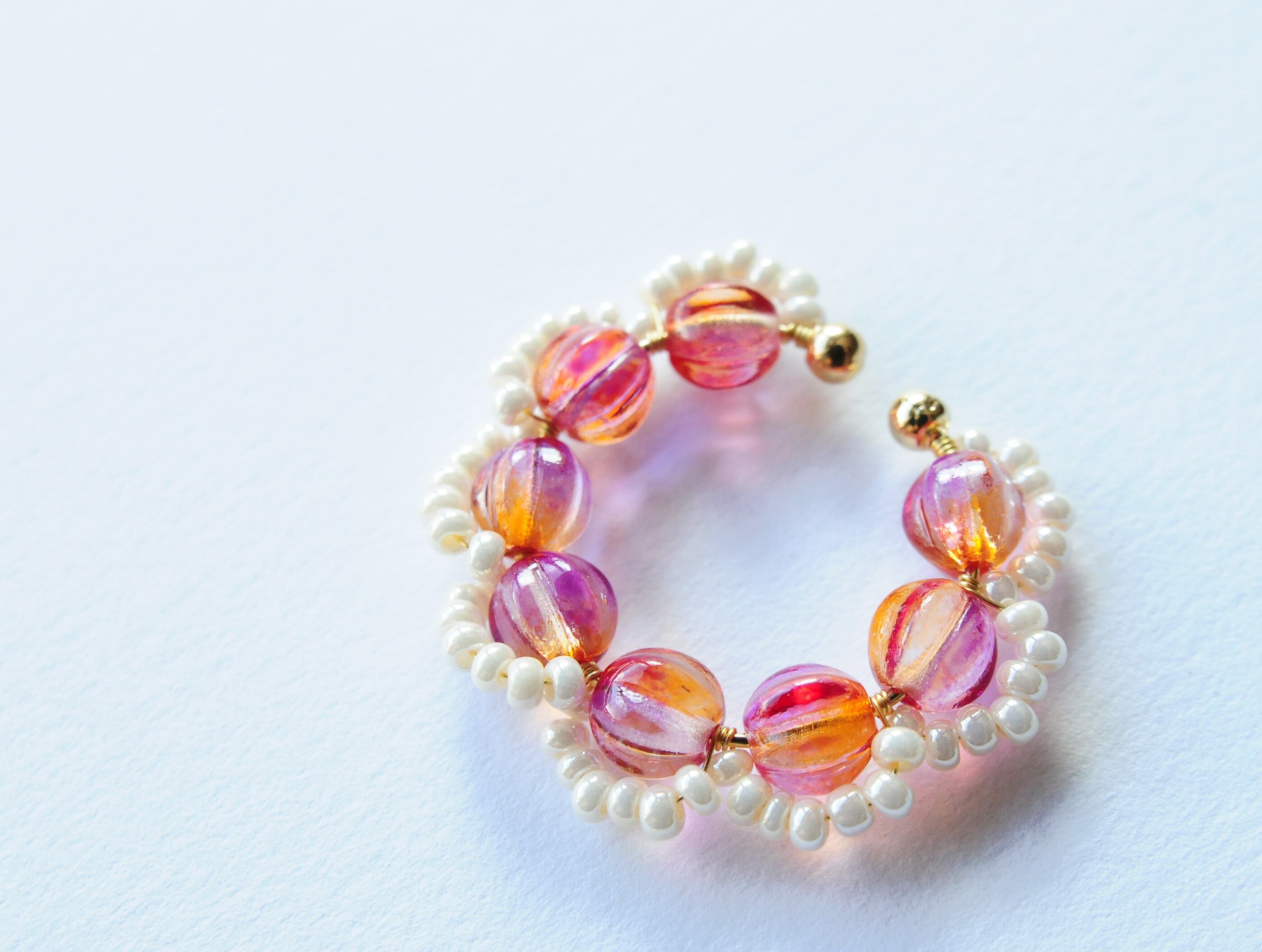 ＜Rollo～イロヅクビジュー～＞イヤーカフ『 Hanabana × Milk 』