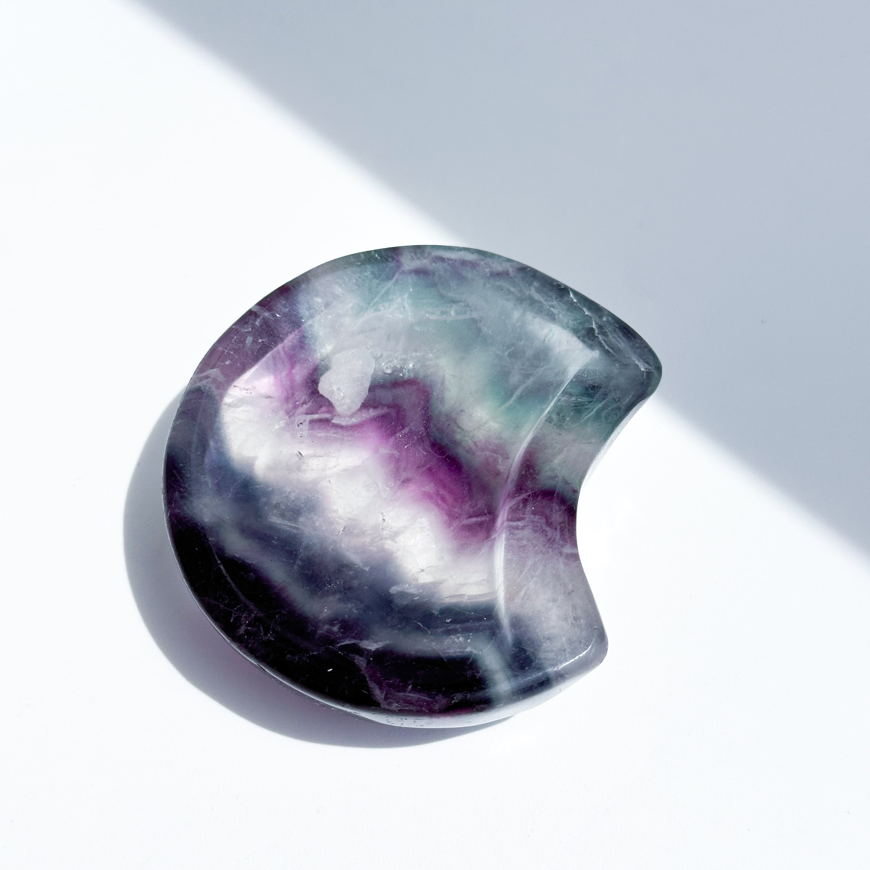 レインボーフローライト月型のうつわ03◇Fluorite◇天然石・鉱物