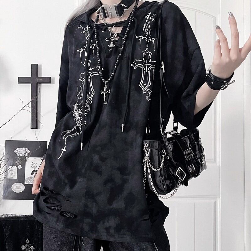 Lace-up pullover r0131