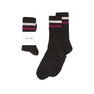 Lite Year Stripe Socks Black/Grey/Fuchsia