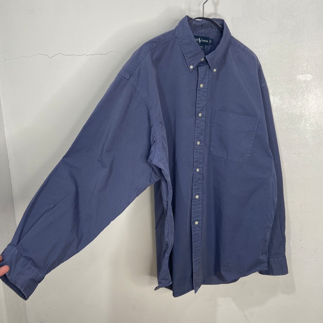 90s Ralph Lauren BIG SHIRT ボタンダウンシャツ 紺 L