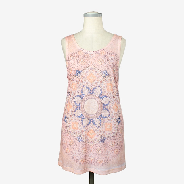 プリントヘザータンク　マンダラ８　Print heather tank top Mandala8