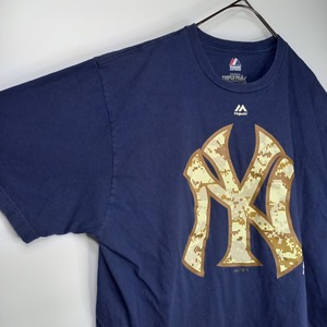 マジェスティック　ベースボールTシャツ　ヤンキース　ゲームシャツ　XL