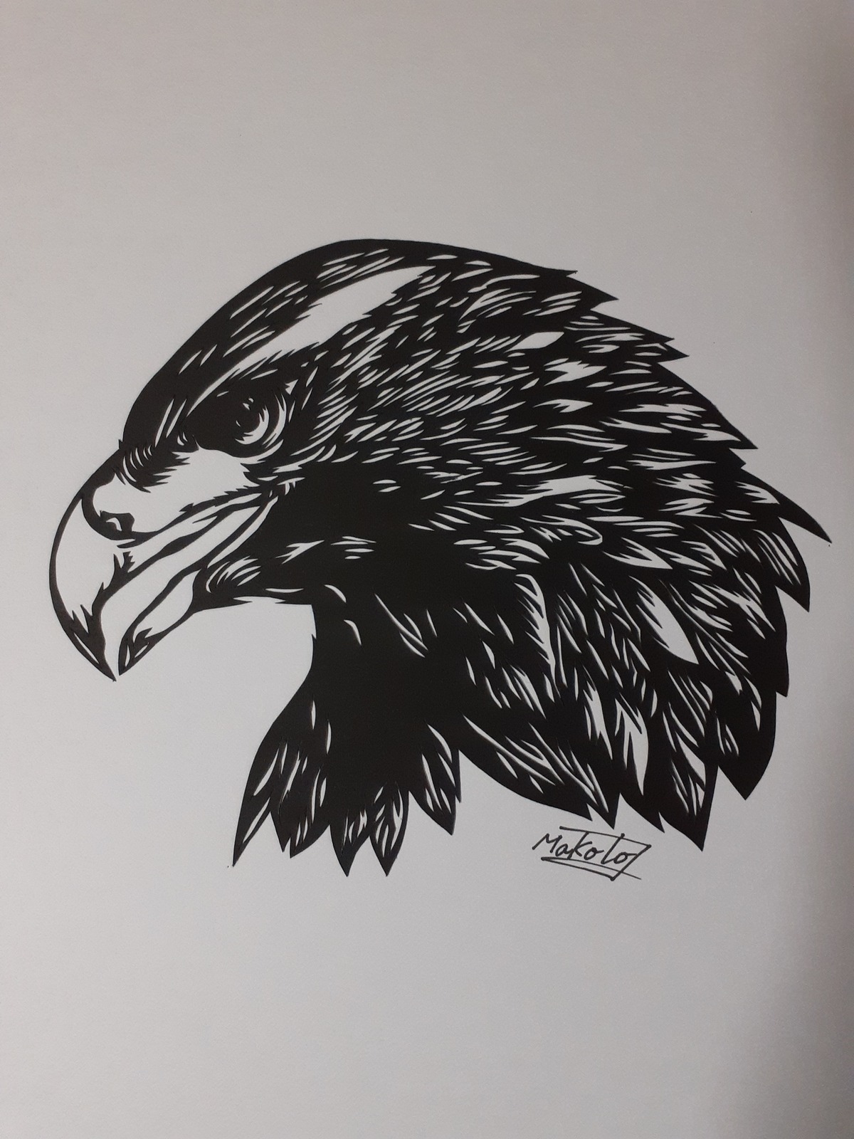 切り絵 鷲と松の絵 【公式通販】