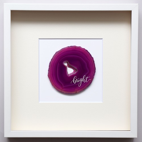 Wall letter◇bright pink ／ Wall decor／calligraphy agate slice／handwritten／ウォールデコ カリグラフィー アゲートスライス 