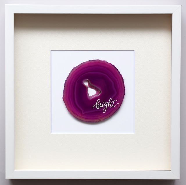 Wall letter◇sparkling pink ／ Wall decor／calligraphy agate slice／handwritten／ウォールデコ カリグラフィー アゲートスライス 