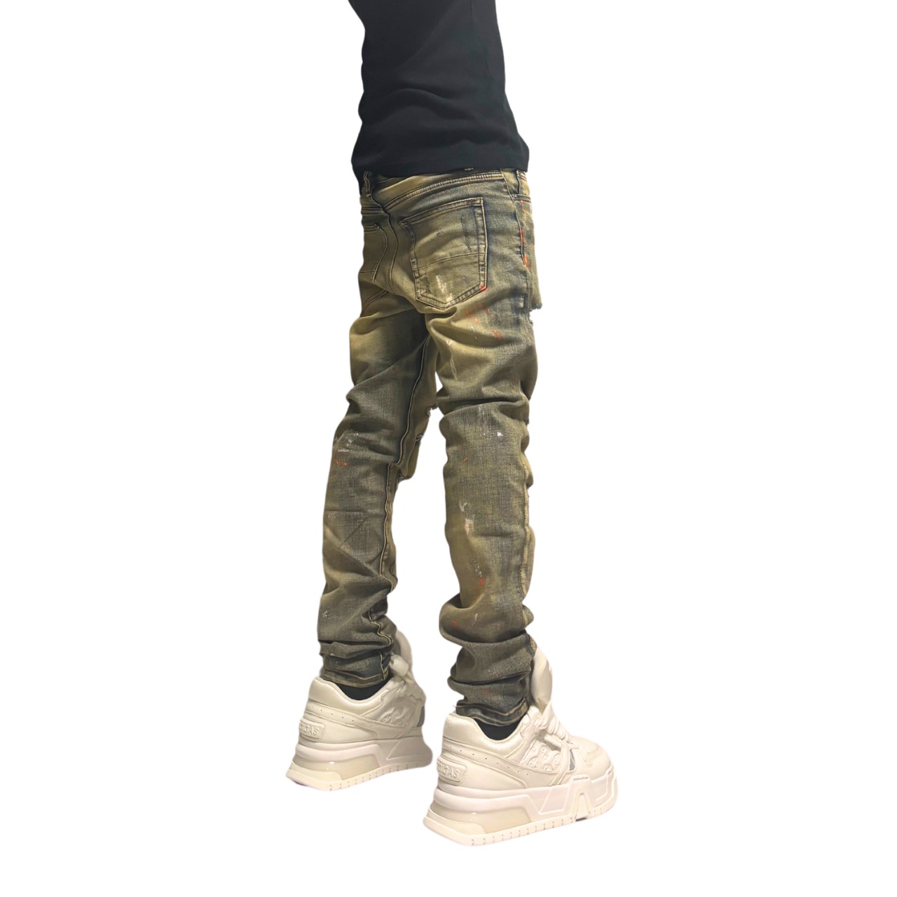 hard damage sand color denim【ES034】 - 4