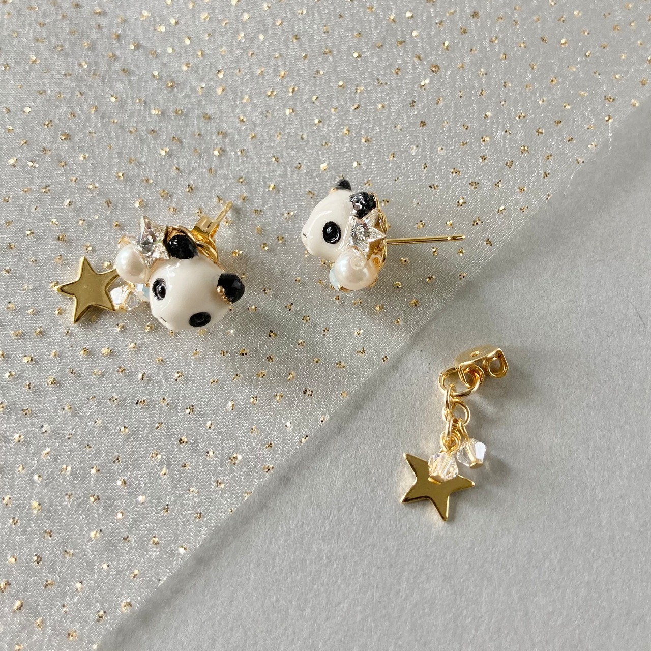 星うさぎピアス/イヤリング（たれ耳）