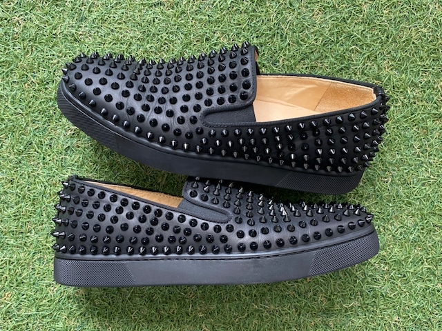 CHRISTIAN LOUBTIN ROLLER BOAT STUDS SLIP-ON 40.5 BLACK 298082