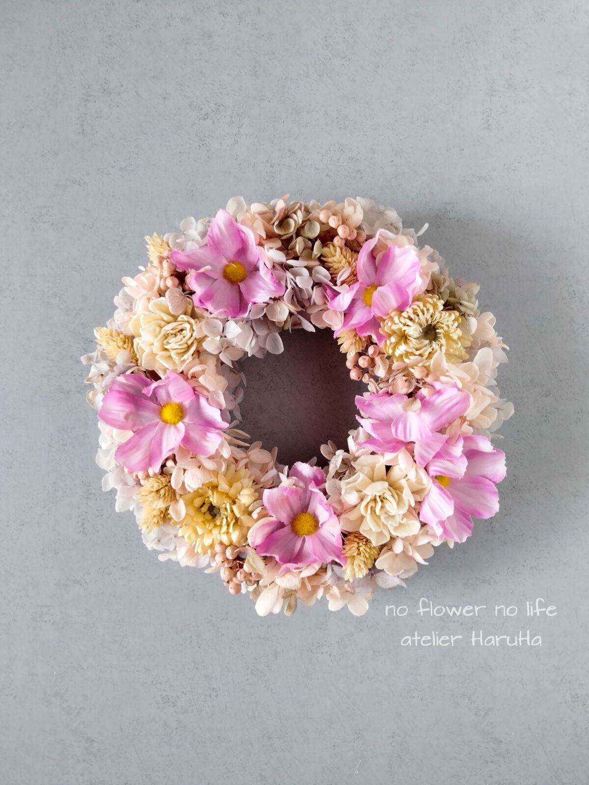 秋桜コスモス ドライフラワーリース プリザーブドフラワー敬老の日  