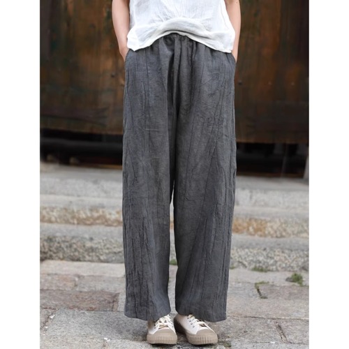 リラックスフィット ワイドパンツ ナチュラルテイスト風デザイン　00254