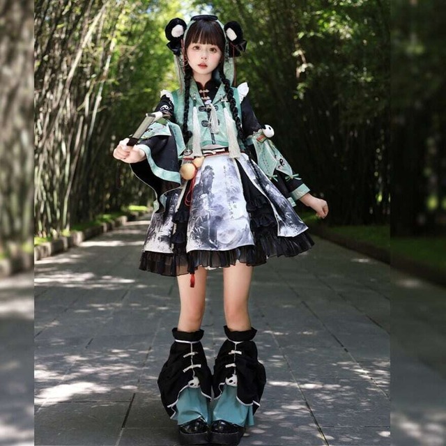SEASONZ 国内発送 チャイナ風 中華ロリータ パンダ フルセット ベビードール コスプレ コンカフェ イベント 舞台 ステージ衣装