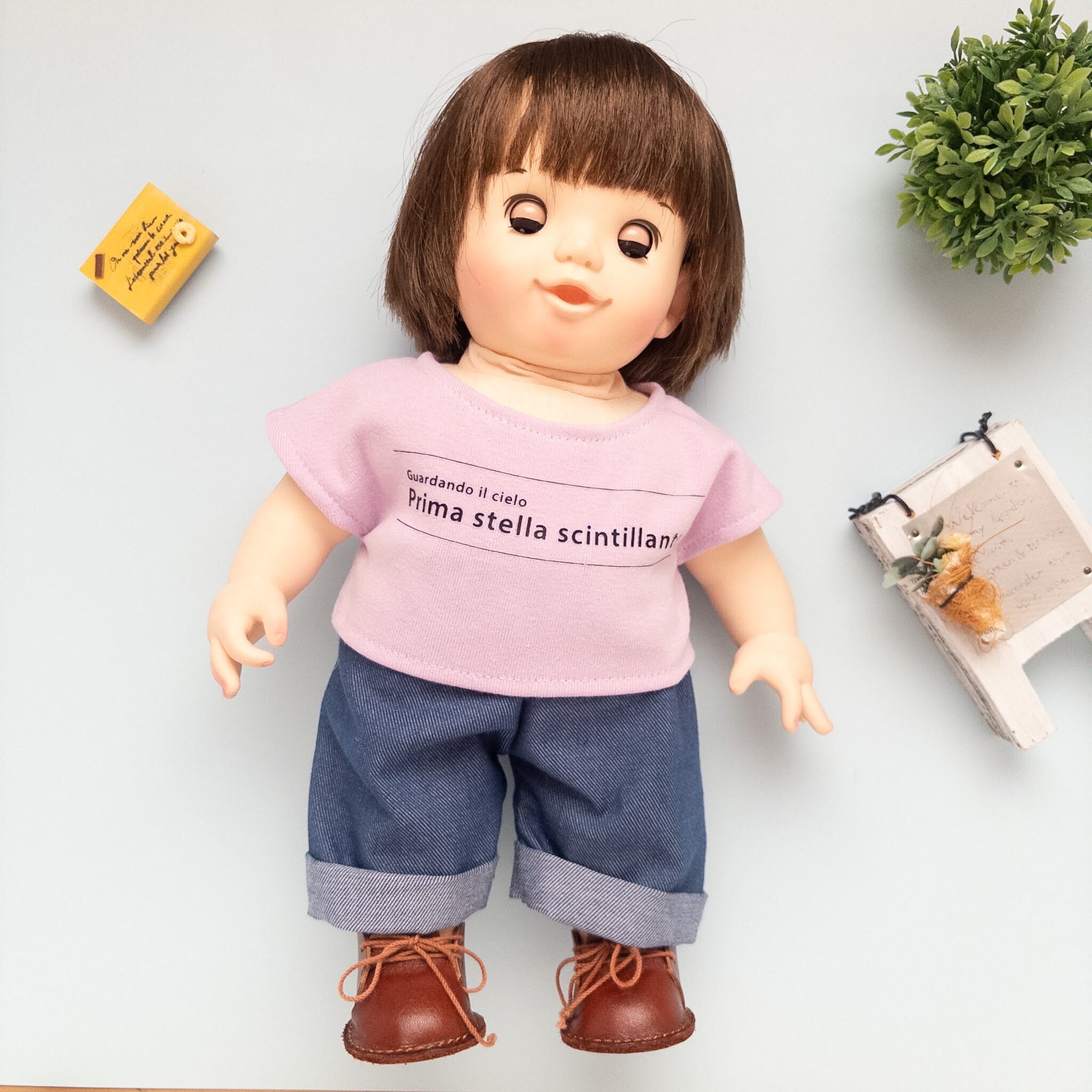 2点セット】リカちゃんソランちゃんお揃いワンピース（緑ミモザ白襟