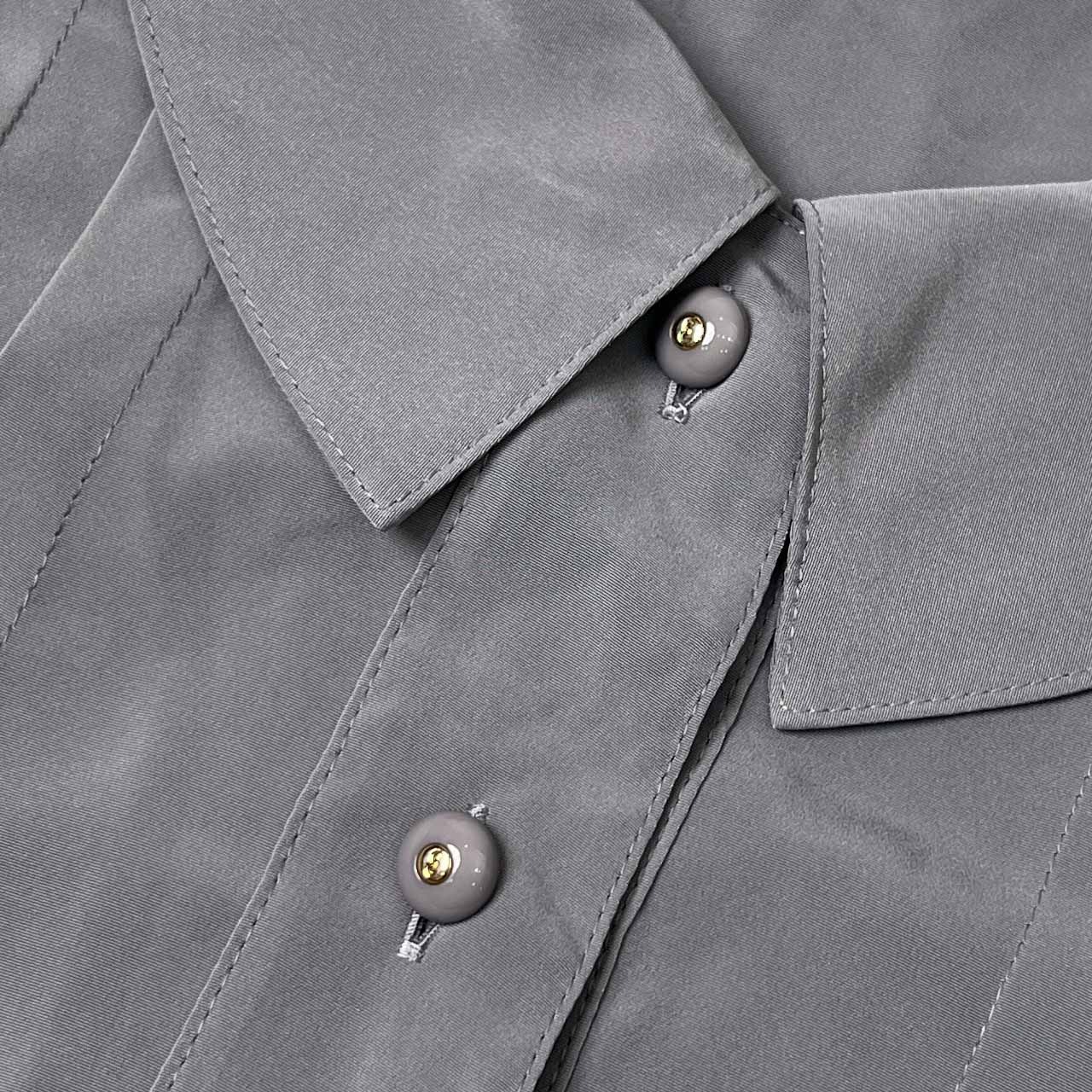 Leilian レリアン タック デザイン 長袖シャツ ブラウス /グレー レディース レトロ