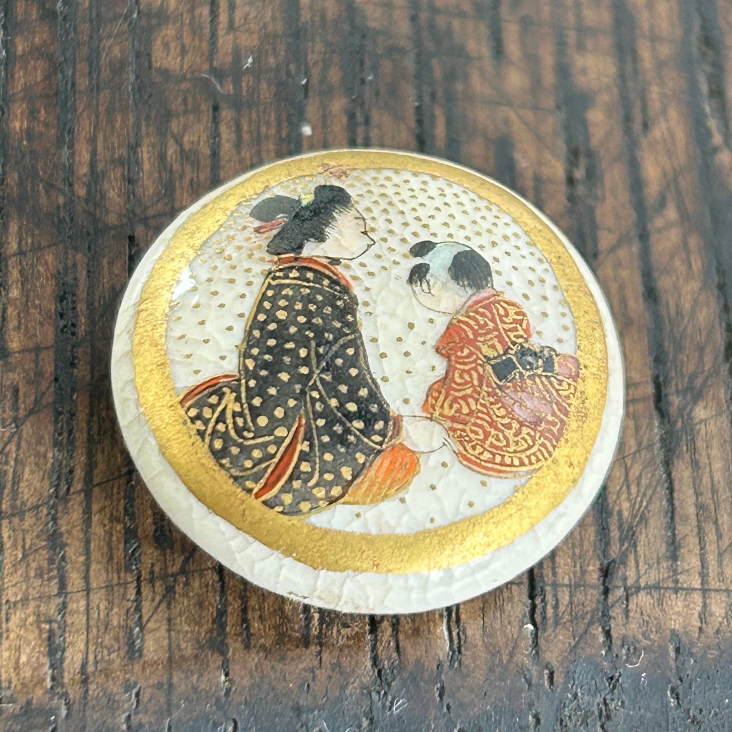 アンティーク　明治の里帰り薩摩ボタン　小3個セット