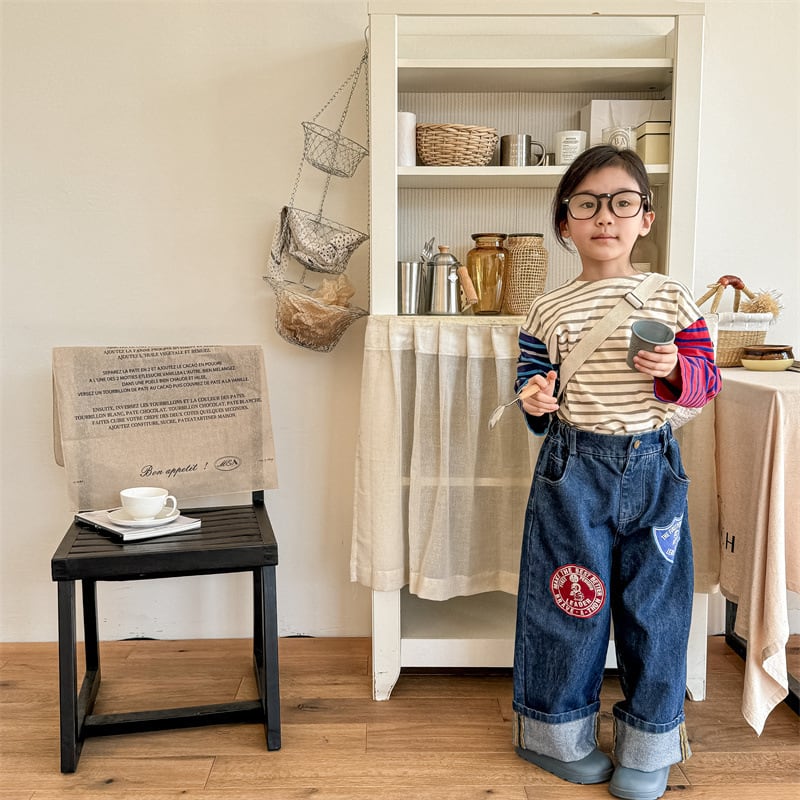 取寄》 ワッペンロールアップデニムパンツ （全2色） ADBB 2024夏