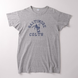 【極美品】70s champion Vintage Teeshirt  BALTIMORE COLTS Gray made in USA Big size ／ ヴィンテージ チャンピオン Tシャツ 染み込みプリント 霜降りグレー USA製  トリコタグ ビッグサイズ XXL 希少