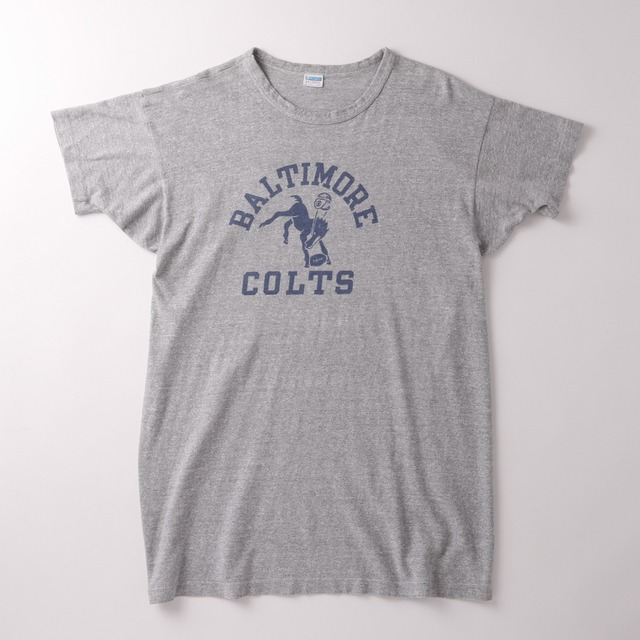 【極美品】70s champion Vintage Teeshirt  BALTIMORE COLTS Gray made in USA Big size ／ ヴィンテージ チャンピオン Tシャツ 染み込みプリント 霜降りグレー USA製  トリコタグ ビッグサイズ XXL 希少