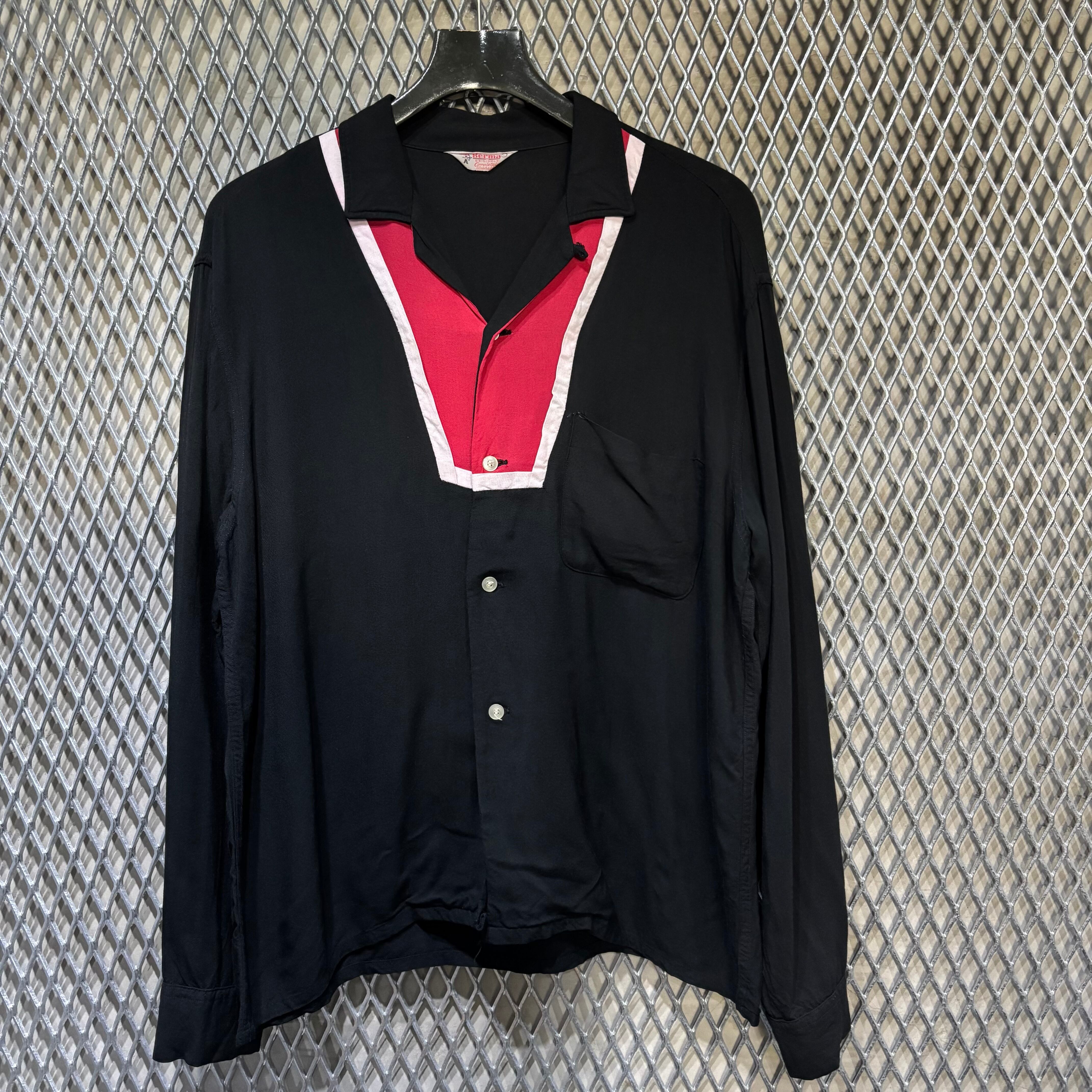 60s【Bud Berma】 L/S Rayon Open Collar Shirt | the Holic vintage