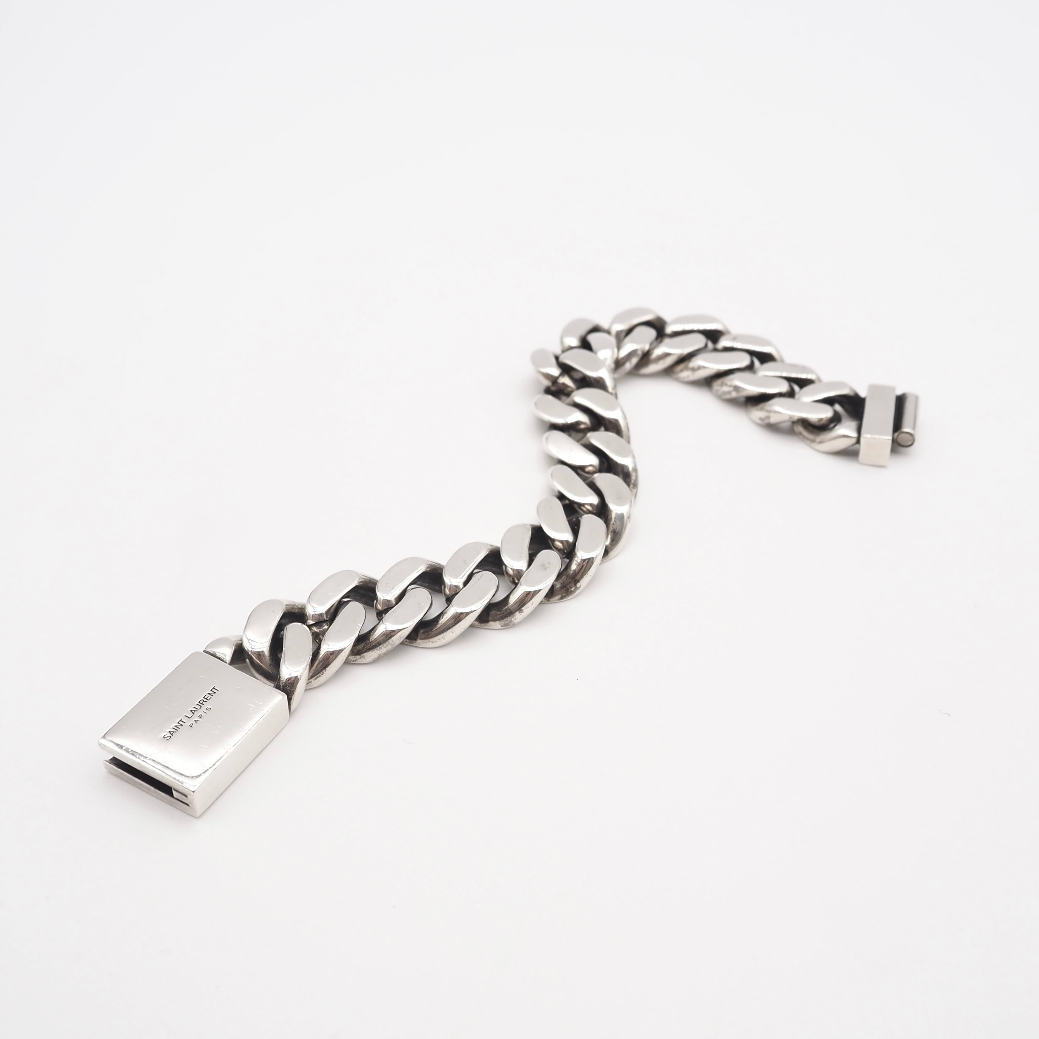 SAINT LAURENT PARIS カーブチェーン ブレスレット シルバー サン
