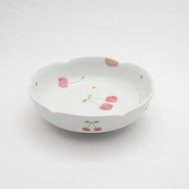 【色絵遊 小高裕子】輪花小鉢　さくらんぼ　59