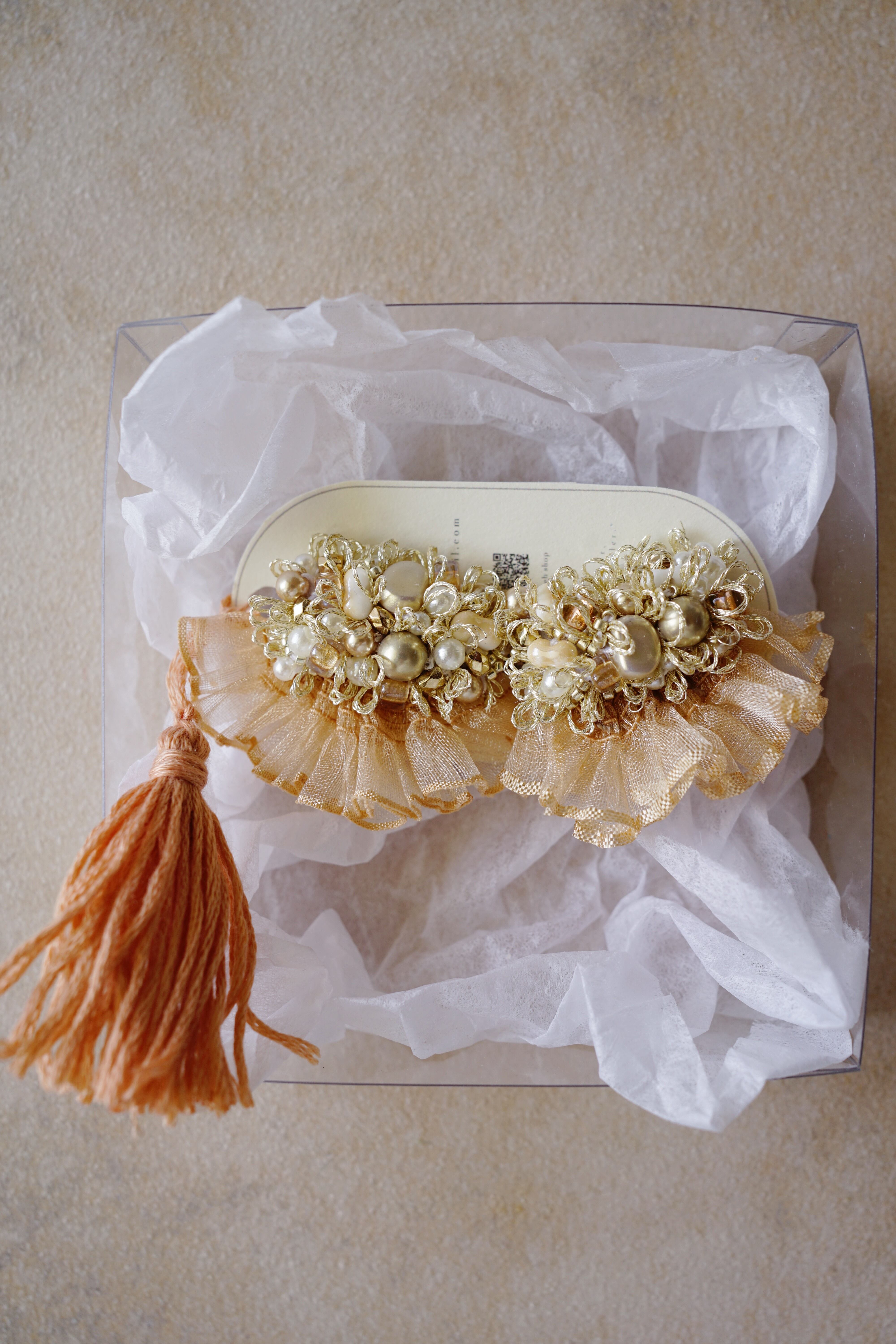 smoke orange lace / イヤリング