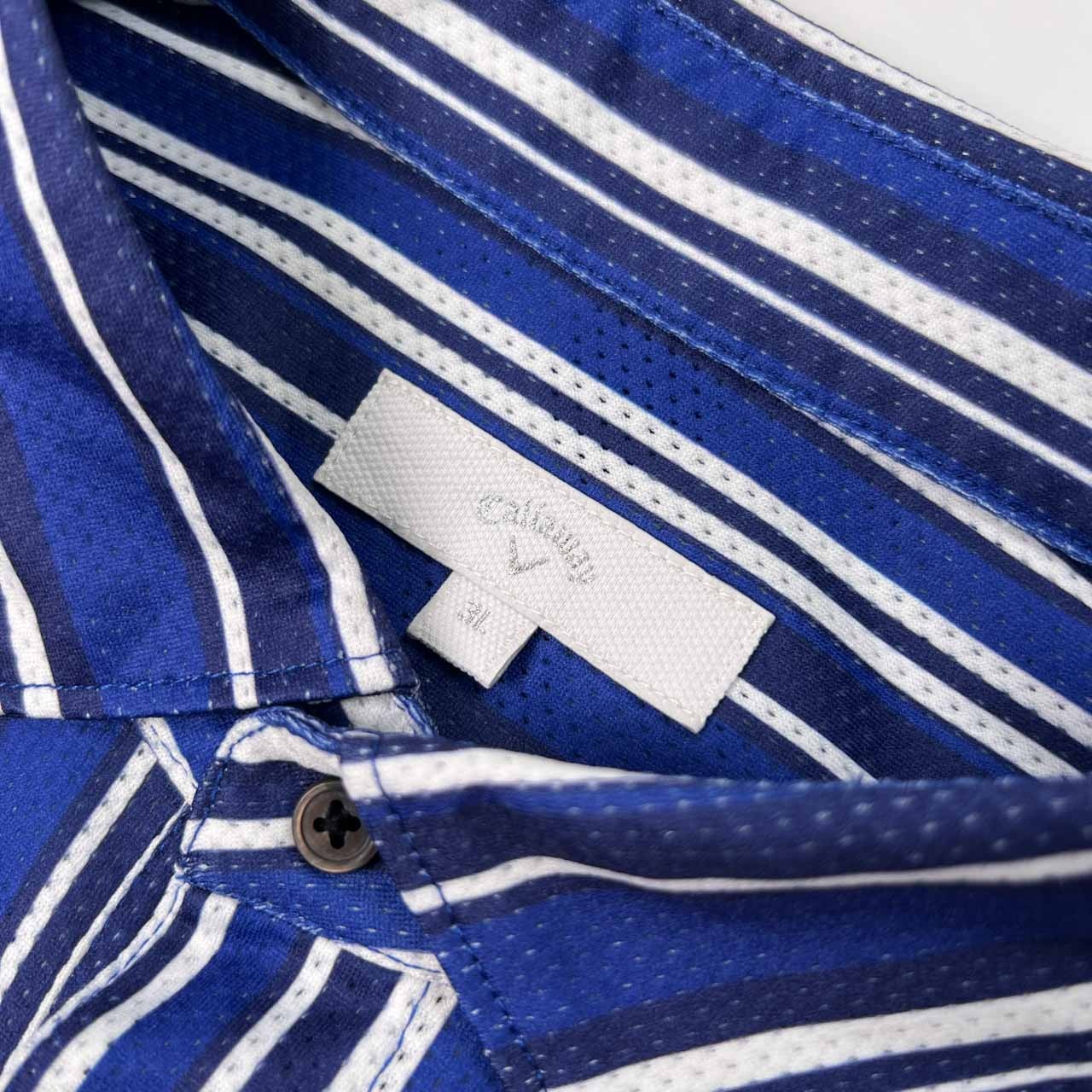 Callaway キャロウェイ ゴルフ ストライプ柄 ドライ メッシュ 半袖 ポロシャツ サイズ 3L /メンズ/ネイビーブルー系