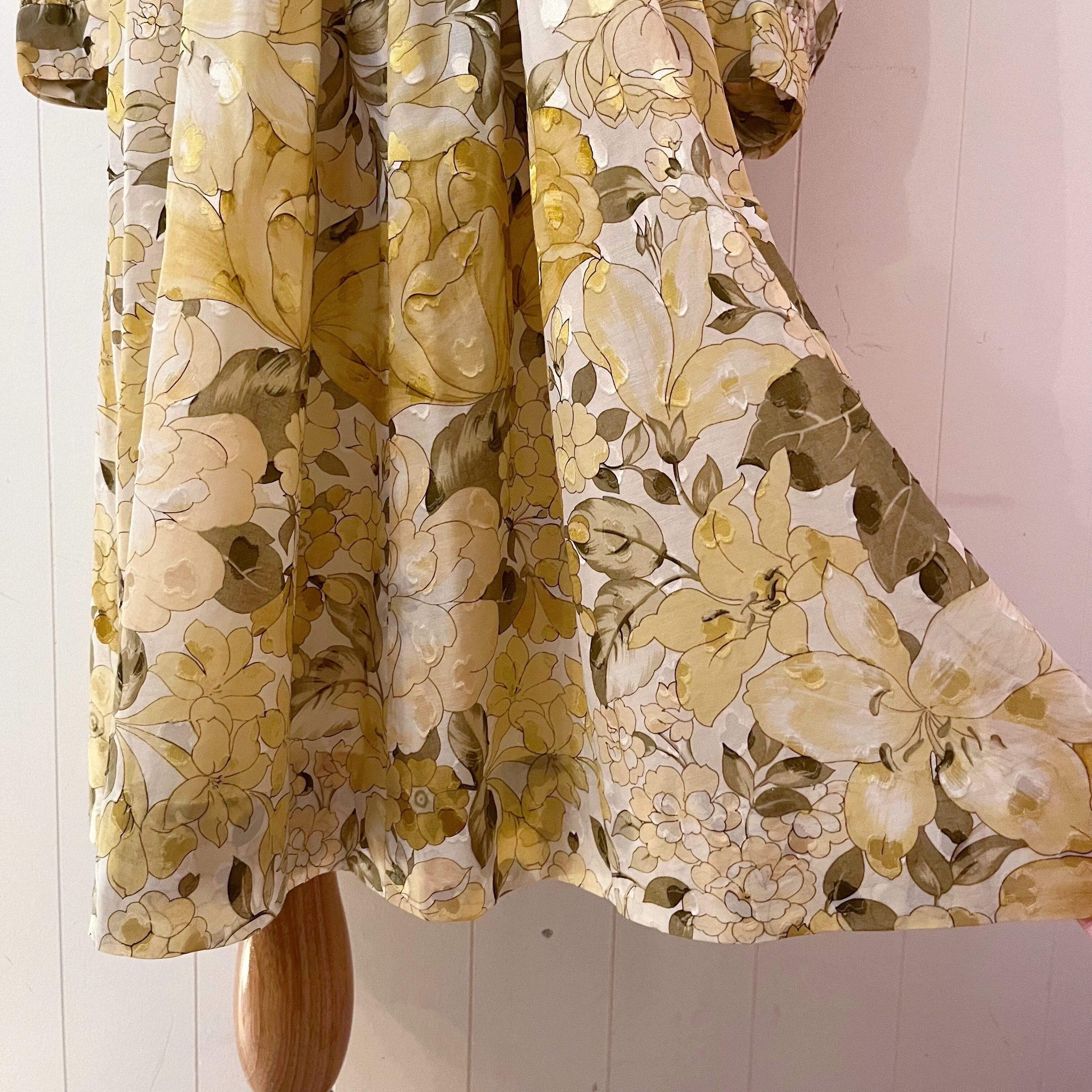 yellow sheer flower flare one-piece