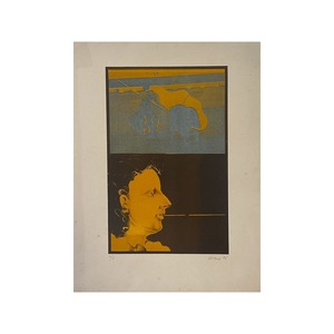 落合皎児【版画】Untitled（横顔と闘牛） （別エディション） — 1976 55(H) × 42(W)cm
