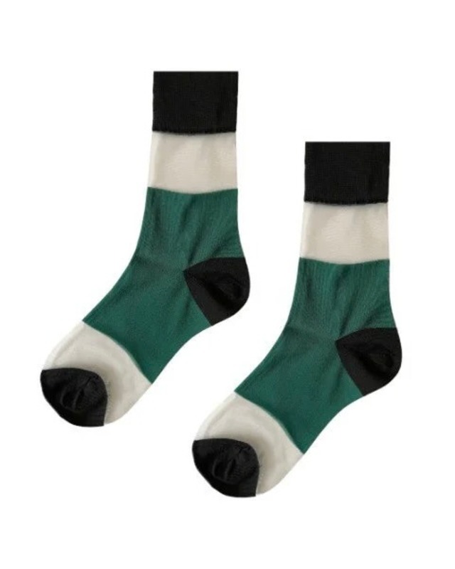 【FAKUI】SEE-THROUGH 3COLOR BLOCK SOCKS