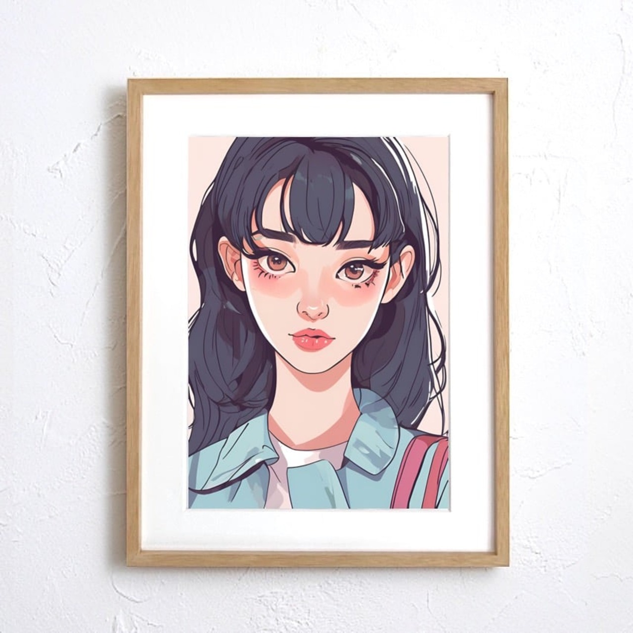 Long Hair Girl｜ロングヘアの少女を描いたレトロポップアートポスター｜シティポップテイストでおしゃれ空間を演出する一枚A2ポスター