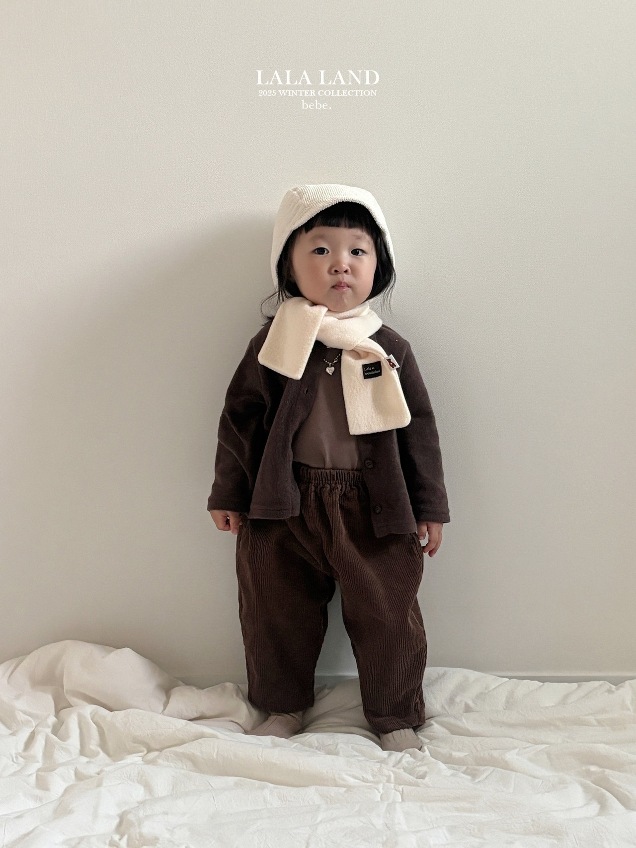 LALALAND 25/WI(Baby)Peach ribbed cardigan