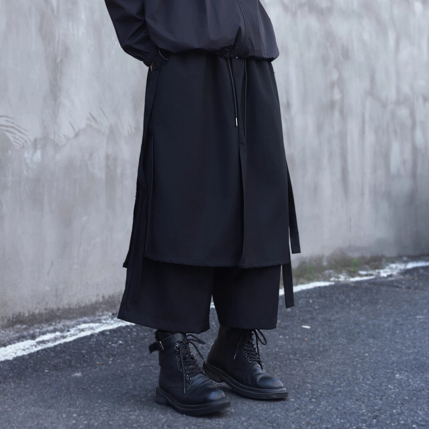 Layered-look Side Ribbon Pants【TR3298】