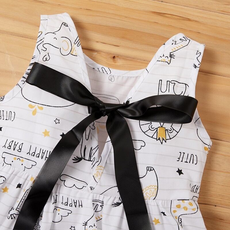 子供服 ワンピース 女の子 キッズ ベビー ノースリーブ リボン 動物 絵 ホワイト コットン ポリエステル 70 90cm P24 海外子供服専門通販サイト リーファ