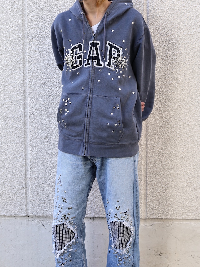【Hannah Creak/26aw】Studded Hoodie gap body blue