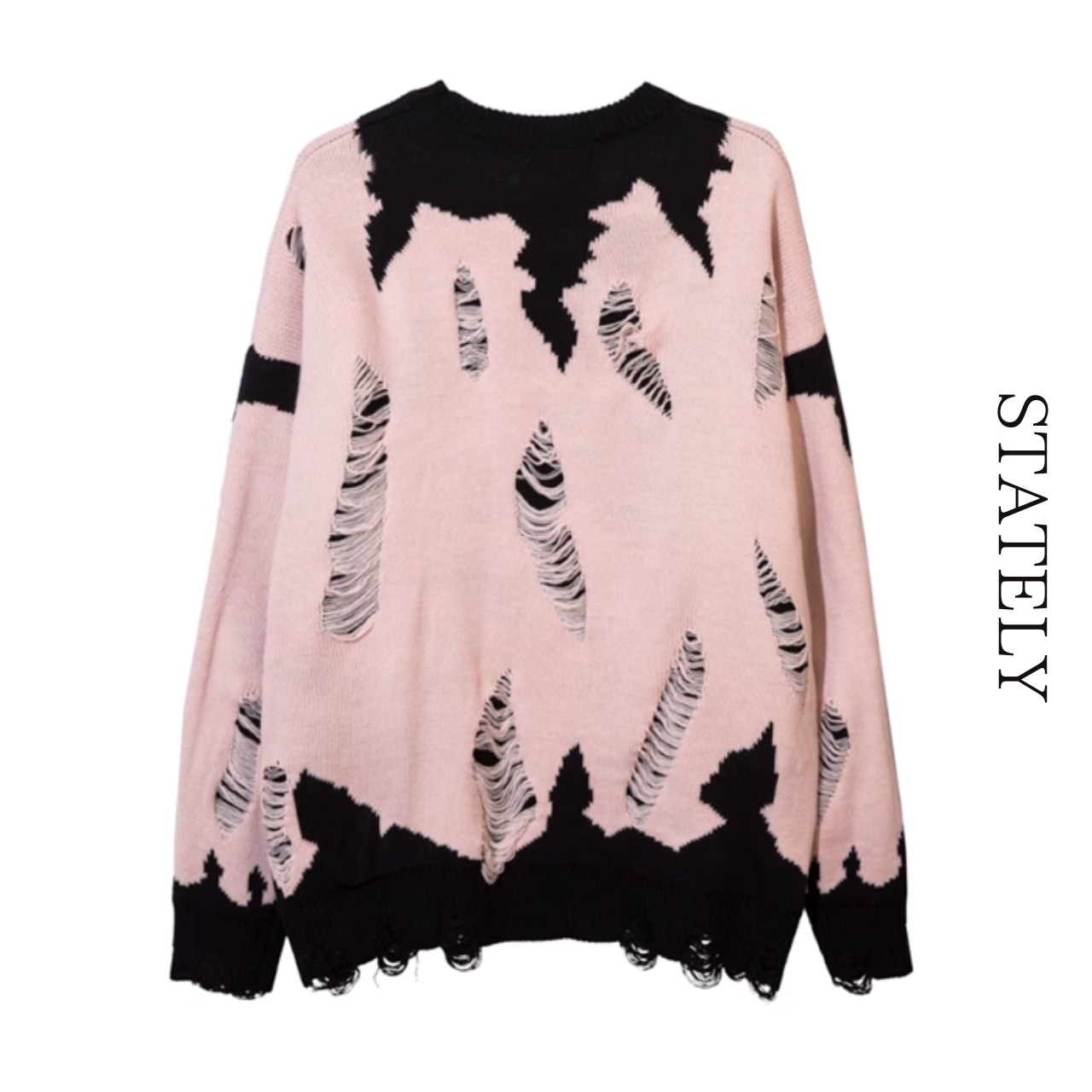 ダメージ バイカラー ロゴオーバーニット/3color_T32・画像4