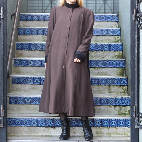 *SPECIAL ITEM* EU VINTAGE Vanja Brunzell NO COLLAR WOOL DESIGN COAT/ヨーロッパ古着ノーカラーウールデザインコート