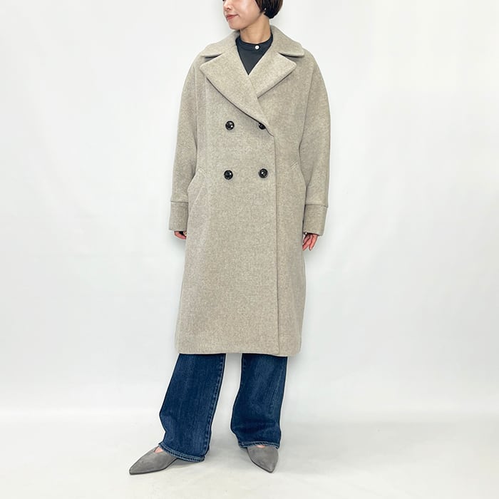 新品試着のみ／TICCA ティッカ テントコート/TBEA-241/ベージュ TICCA ウール ダブル テント コート tbea-241-ms 2025aw新作 | Piu di